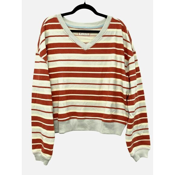 Free People Classic Striped Sweatshirt NWOT Sz Large - Picture 4 of 6